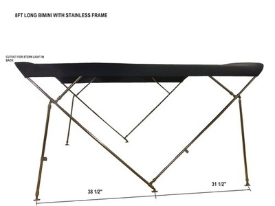 Boat Top with Stainless Steel Frame - 8' long - Sunbrella