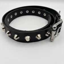 Punk Rock Style Black Leather Belt 36 Waist Cone Studded Rivet Single Row
