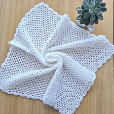 Crochet White Baby Blanket unisex baby gift 32 in / 80cm square