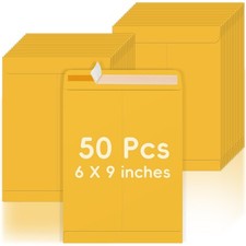 50 Pack 6x9 Envelopes Self Seal, Brown Kraft Catalog Mailing Envelopes 6 x 9 ...
