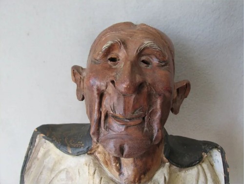 Antique Asian Bust Sculpture of a Gentleman Scholar, Hand Made Pottery - Picture 6 of 10