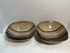 4 Better Homes & Gardens Bazaar Burgundy Stoneware Cereal Soup Bowls 1778
