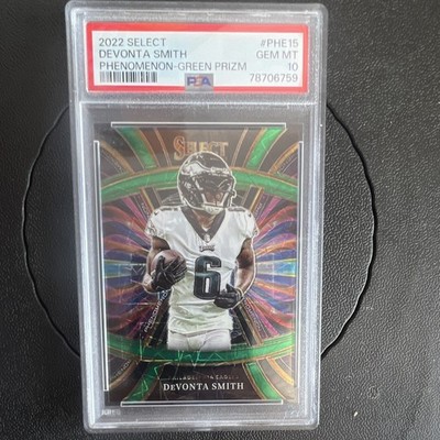 Panini 2022 Select DeVonta Smith Phenomenon Green Prizm #PHE-15 /5 PSA 10