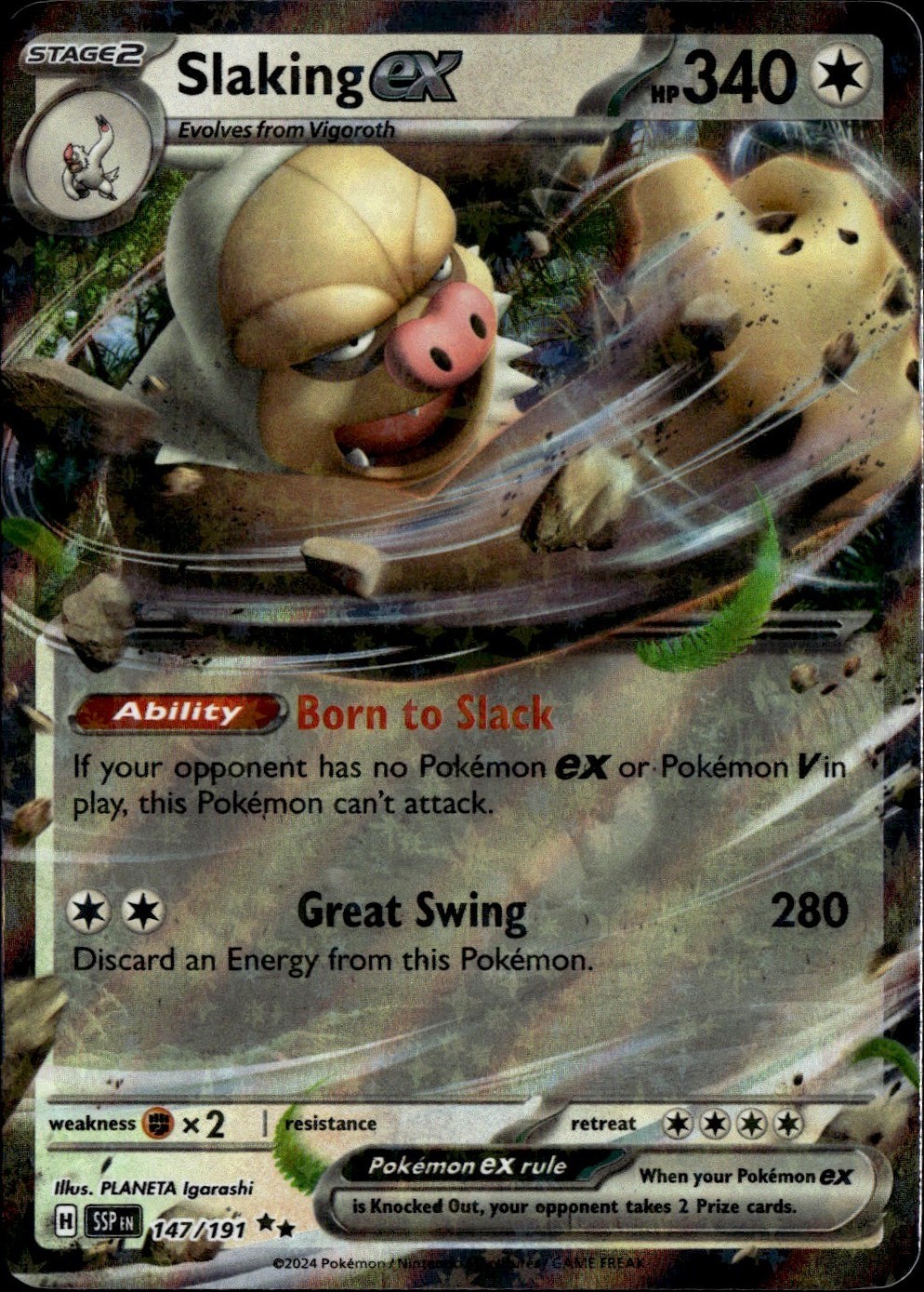 Slaking ex 147/191 SV08: Surging Sparks Double Rare Holo Pokemon TCG NM