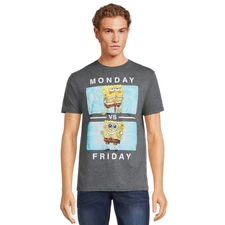 Men's SpongeBob SquarePants Monday vs Friday Graphic Tee T-Shirt