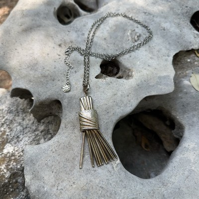 Vtg 70s Monet Asymmetric Gold Tone Tassel Bars Waterfall Necklace Silver Chain