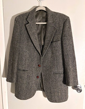 John Weitz by Palm Beach Harris Tweed Wool Gray Herringbone Blazer 42 2-Button