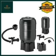 Large Outdoor Rainwater Harvesting Water Butt Kit 210 Litre Black with Stand ...
