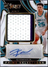 KJ SIMPSON JR RC 2024 PANINI SELECT WHITE PRIME ROOKIE PATCH AUTO JERSEY # 25/49