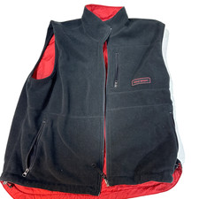 Vintage Polo Sport Ralph Lauren Fleece Reversible Vest Black Red Mens XL