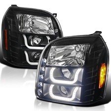 Black Halo LED Projector Headlights Pair 2007-2014 GMC Yukon Yukon XL
