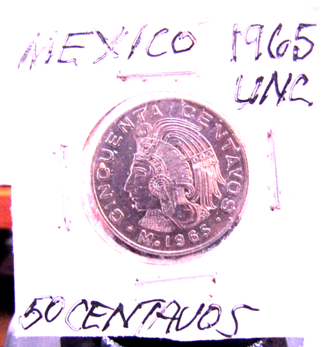 UNCIRCULATED 1965 50 CENTAVOS MEXICAN COIN(40526) - Picture 3 of 5