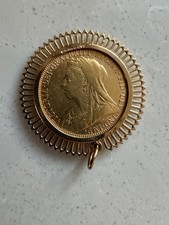 Victoria 1893 Gold Sovereign Coin in Decorative Pendant Mount