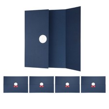 5 Pack Tri-Fold Certificate Holders, 12.6 x 9.1"Silver-Stamped, Dark Blue