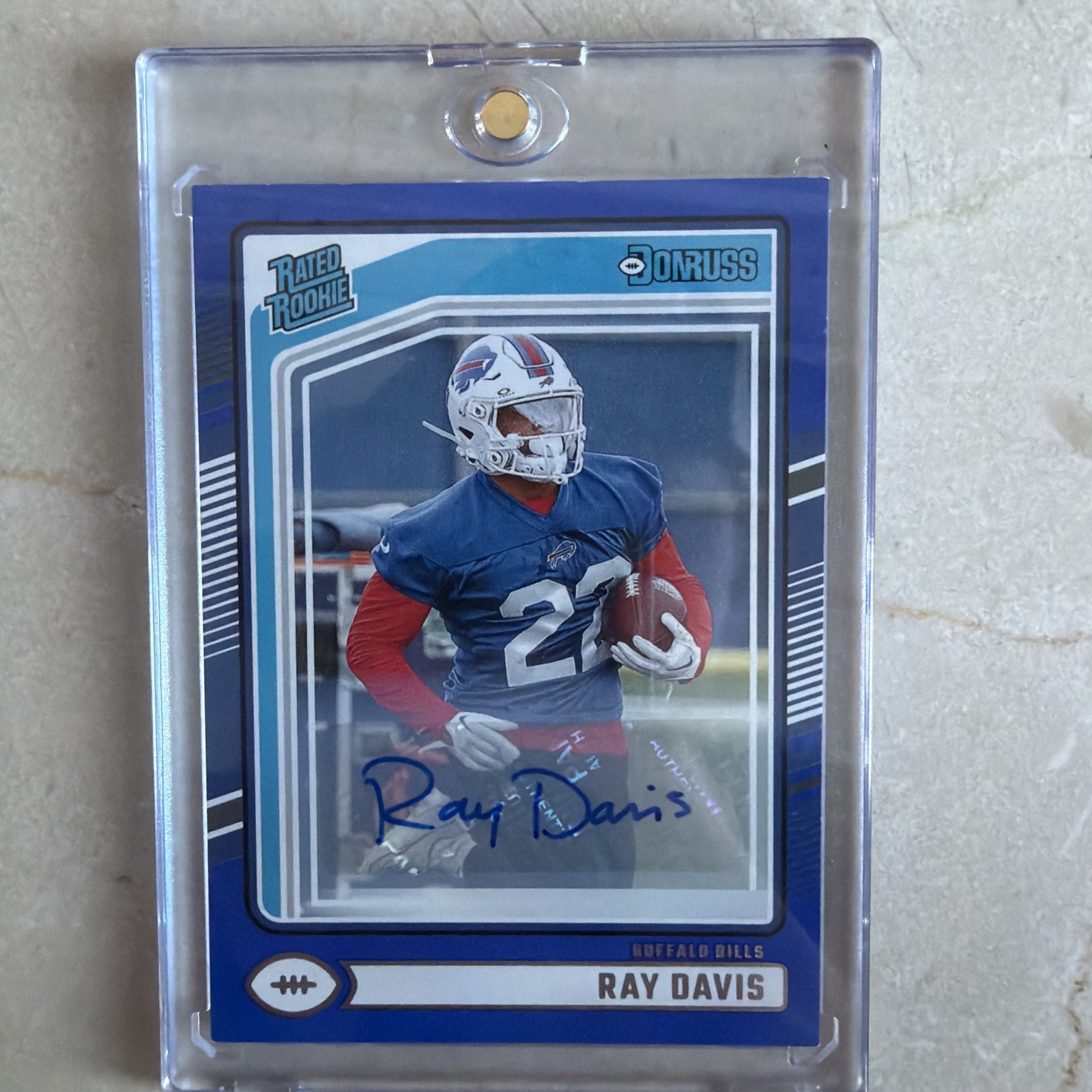 2024 Panini Donruss Ray Davis Blue Press Proof Auto Rated Rookie #316 RC Bills