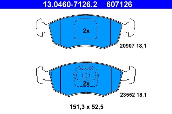 Bremsbelagsatz Scheibenbremse Vorne Ate 130460 71262 Passend FÜR Fiat Belagsatz-image