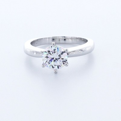 1.3 CT Lab-Created Diamond D/VS2 Round Cut Platinum Prong Classic Solitaire Ring