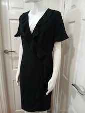 French Connection Ladies Black Formal Wrap Skirt Dress Size UK14