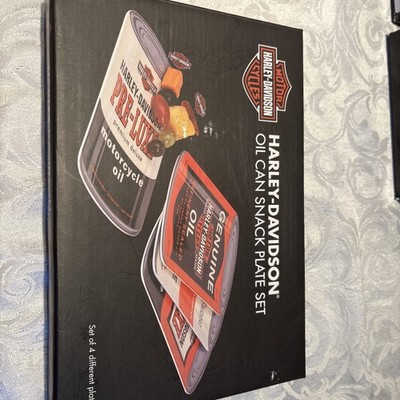 Harley-Davidson Oil Can Snack Plate Set Brand New! Five Sets Available