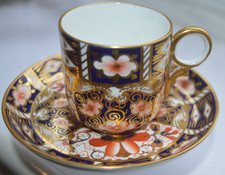 Royal Crown Derby Imari 2451 Coffee Cup and Saucer date mark for 1908