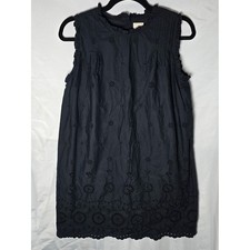 Gap Doen Black Lace Eyelet Scallop Hem Sleeveless Mini Dress Minimal, Sz XS