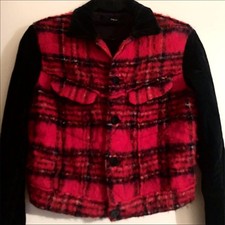 tricot COMME des GARCONS Jacket tartan Check red Black