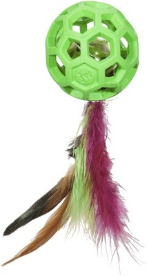 Pet Cataction Feather Ball with Bell, Cat Toy, Green, 1 Count (Pack of 1) (71...