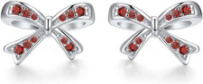 925 Sterling Silver Birthstone Bow Stud Earrings for Girls Women Bow Jewelry Bir