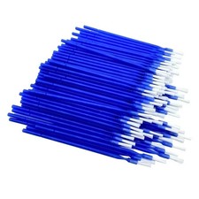 100 Pcs Dental Oral Long Shank Blue Disposable Micro Applicator Brush Bendable