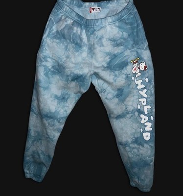 Hello Kitty Women's Blue/White Tie-Dye Jogger Sweatpants Pockets Drawstring