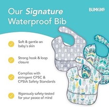 Bumkins Baby Boys SuperBib Waterproof Baby Bibs, Pack of 3 - Arrows/neutral