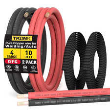 4 Gauge Battery Cable Kit - 10 FT Red and 10 FT Black OFC Pure Copper Wire for A