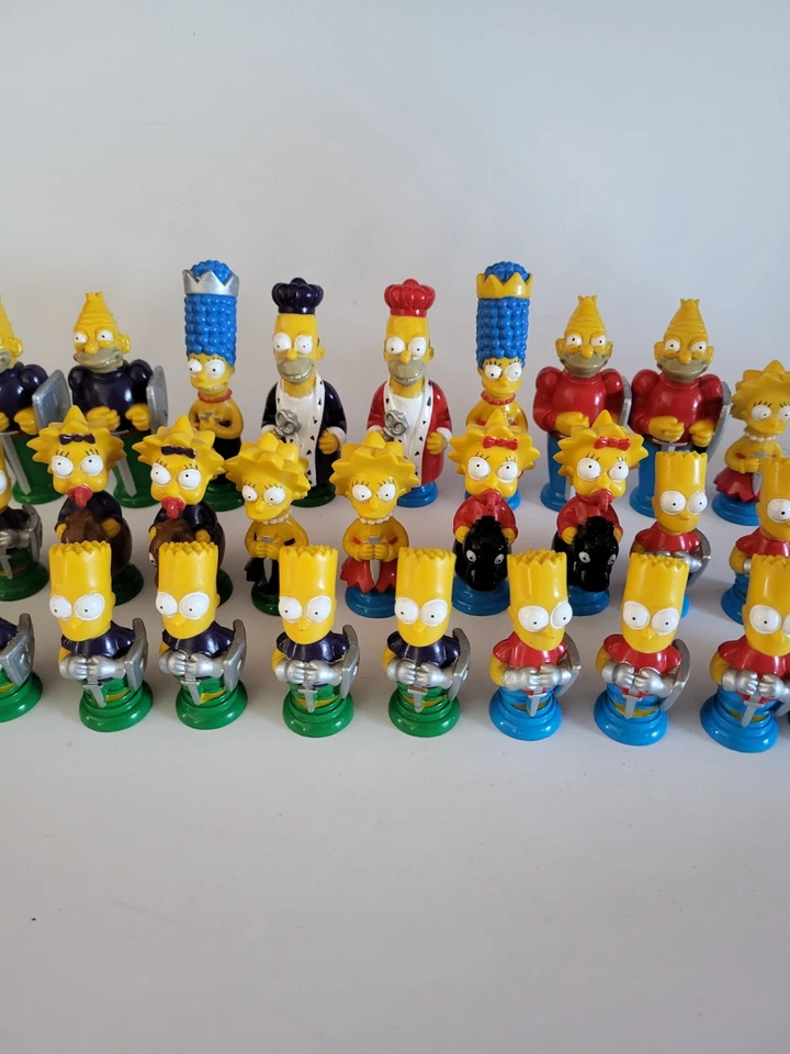 复古 SIMPSONS 3D 国际象棋套装 1991 年仅完整 32 件 — 第 3/4 张图片
