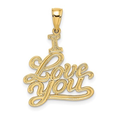 Anhänger 10 Karat Gelbgold strukturiert I Love You