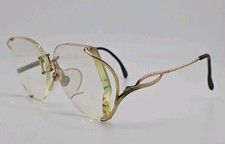 Vintage 1070s Luxottica Rimless Eyeglasses Gold Tone Metal Frame Italy