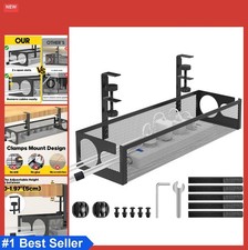 Cable Management Tray 15.1 Inch Metal Mesh Under Desk No Drill Black