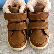 aldi Baby Stiefeletten gef&uuml;ttert Klettverschluss Kunstleder braun EU 23