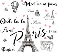 2 Sheets Paris Tower Wall Stickers Decor Paris Eiffel Tower Peel and Stick Wall 