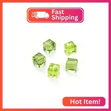 50pcs Adabele Austrian 6mm Faceted Cube Crystal Loose Beads Light Olivine Green