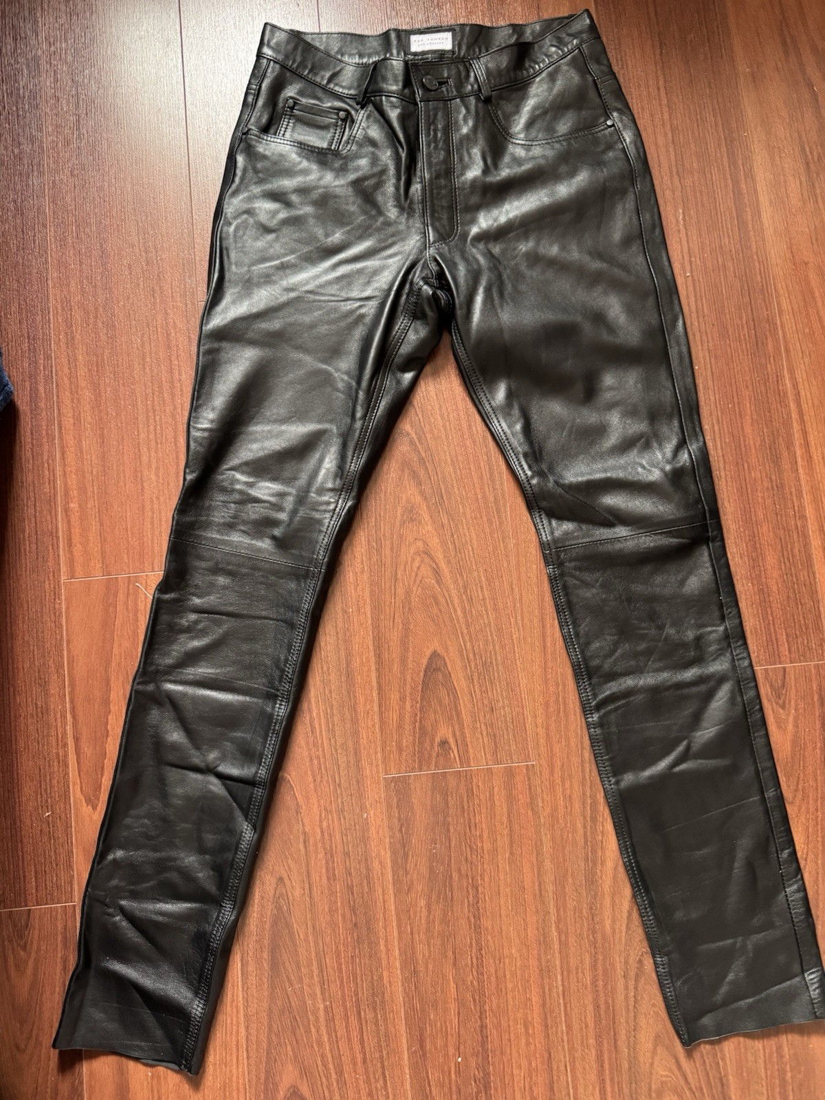Ron Tomson Genuine Lambskin Black Leather Pants Size 29 US Men’s