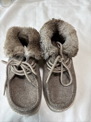 HEY DUDES Britt Youth K12 Coffee Dye Faux Fur Lined Ankle Boots Shoes