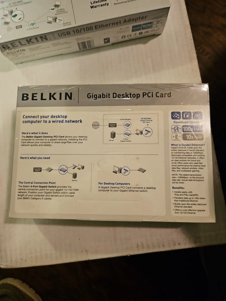 BELKIN Gigabit Desktop PCI Card New In Box 10/100/1000 - Image 2 of 2