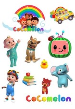 COCOMELON INSPIRED EDIBLE ICING SHEET CAKE CUPCAKE BISCUIT TOPPER SET A4