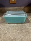 Vintage PYREX Refrigerator Dish Turquoise Aqua Robin’s Egg Blue 502 Chipped Lid
