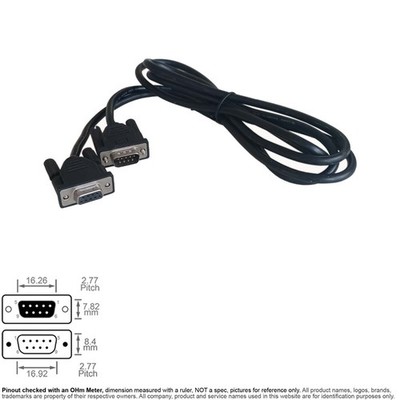 Cable Serial RS-232 DB9 DB 9-Pin Female Male RS232  6FT Extension