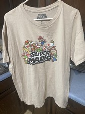 Super Mario Bros Tan Graphic T-shirt Size XL