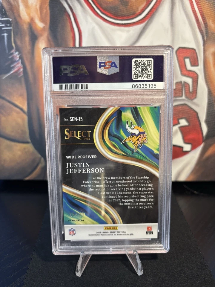 2022 Panini Select - Sensations Justin Jefferson #SEN-15 Tie-Dye Prizm /25 - Image 2 of 3