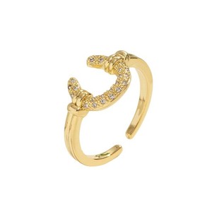 Authentic Dainty CZ Horseshoe Adjustable Ring for 14K Gold Plated Cryst...