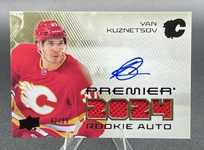 2024-25 UD Premier Auto Jersey Yan Kuznetsov Premier Rookie Auto #42/99 Flames