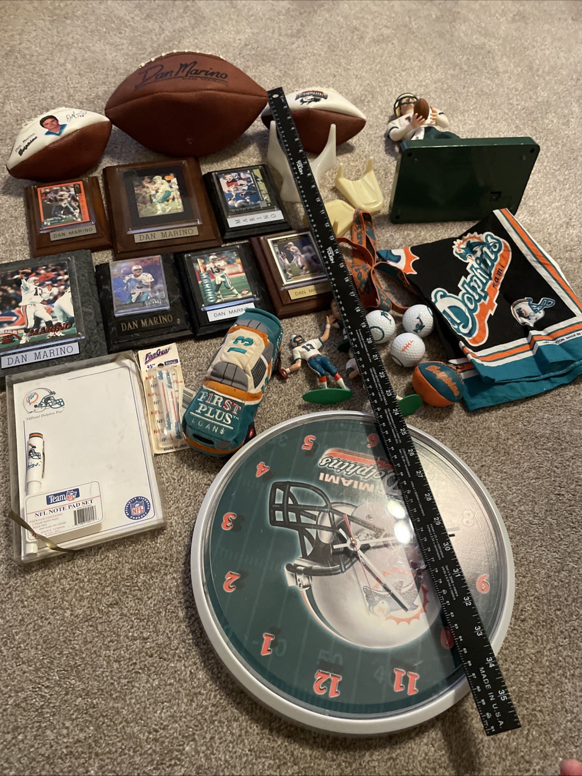 Huge VINTAGE Miami Dolphins Dan Marino Memorabilia Super Fan Lot Football 80s 90